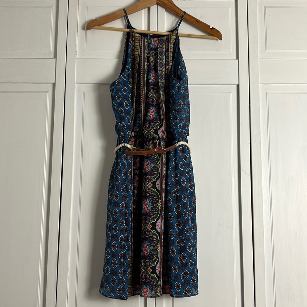 By & By Mixed Pattern Belted Dress EUC Size: L